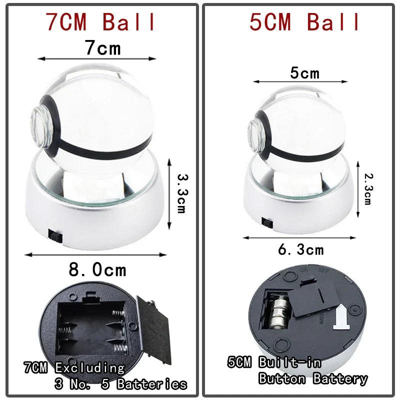 Pokemon Crystal Ball Pokeballs Led Base Display