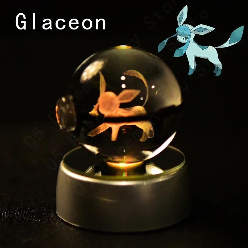Pokemon Crystal Ball Pokeballs Led Base Display