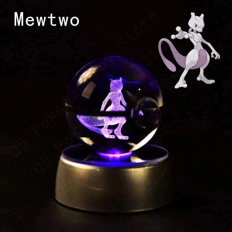 Pokemon Crystal Ball Pokeballs Led Base Display