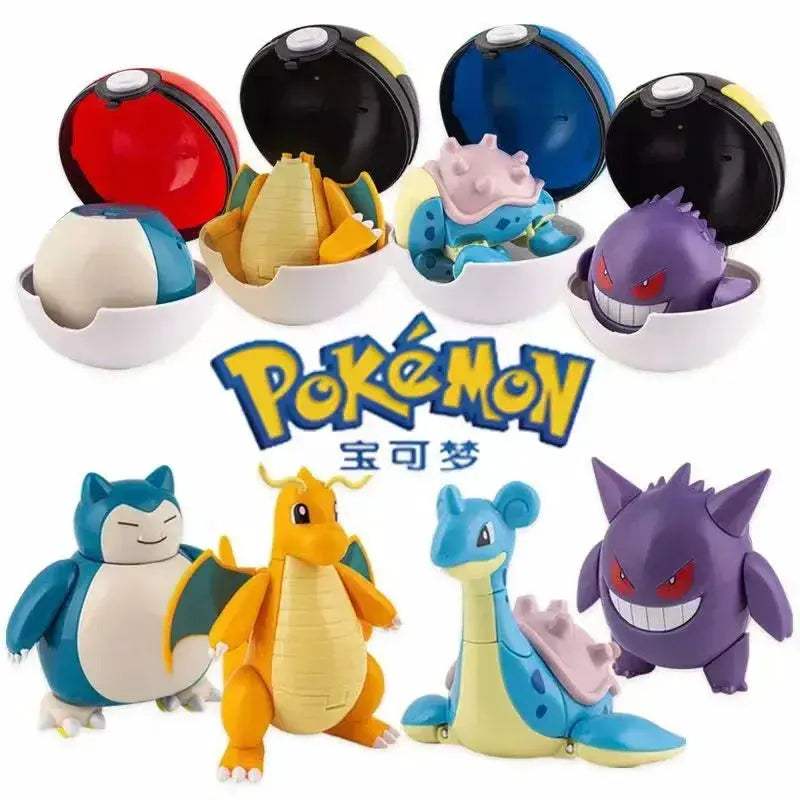 Pokemon Pokeball Anime Figures Toys, Pikachu Gengar Dragonite Snorlax Lapras Pocket Pokeball Toys - ToylandEU