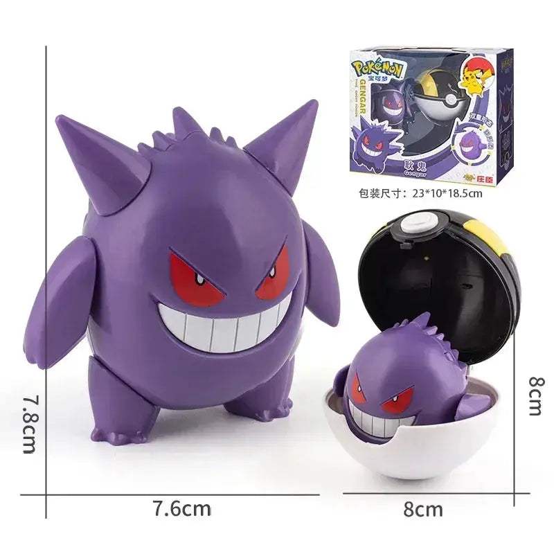 Pokemon Pokeball Anime Figures Toys, Pikachu Gengar Dragonite Snorlax Lapras Pocket Pokeball Toys - ToylandEU