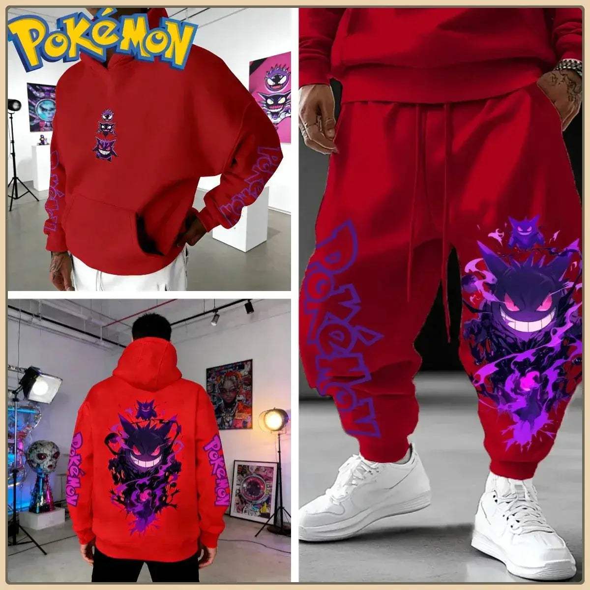 Pokemon Print Tracksuit Set For Men Unisex Streetwear - ToylandEU