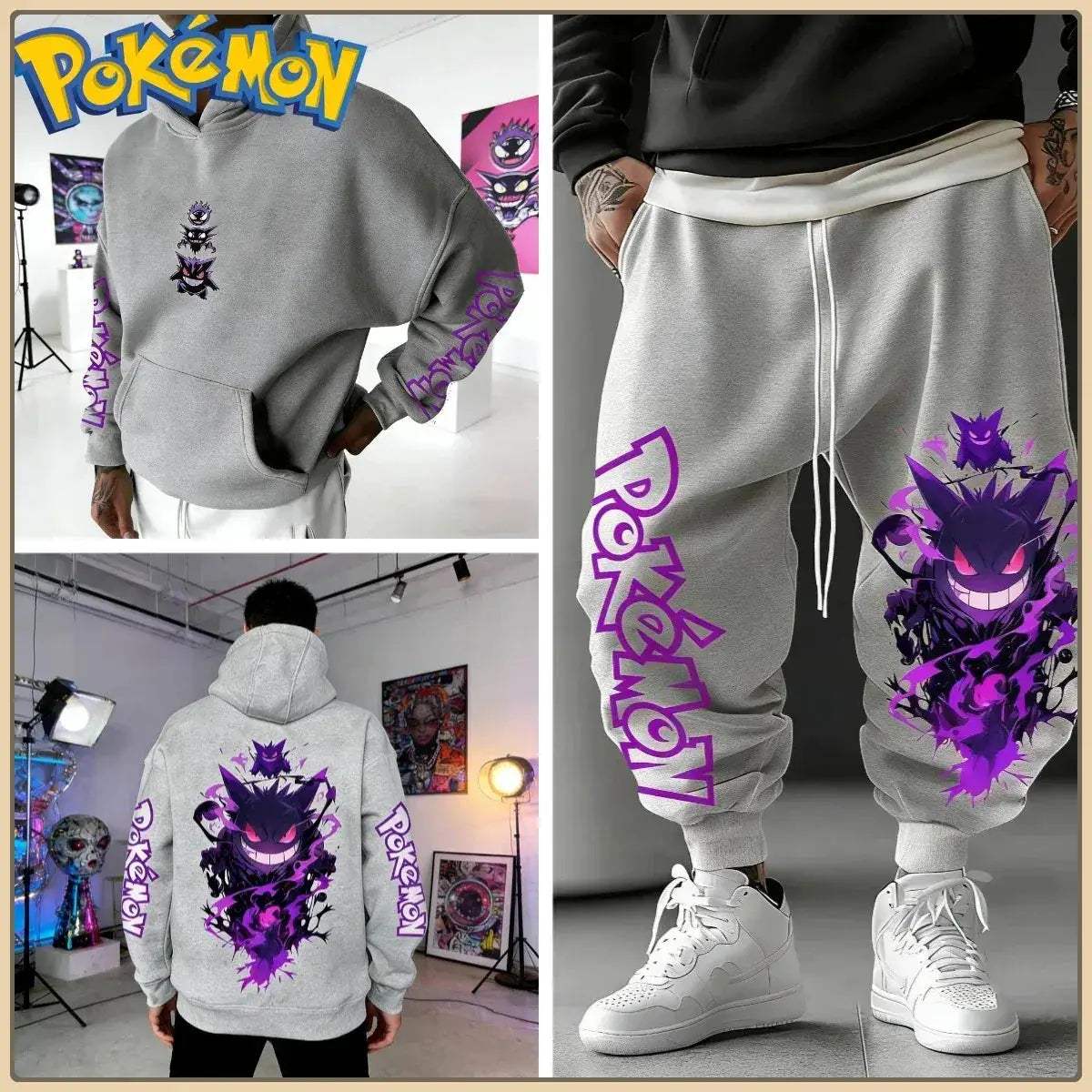 Pokemon Print Tracksuit Set For Men Unisex Streetwear - ToylandEU