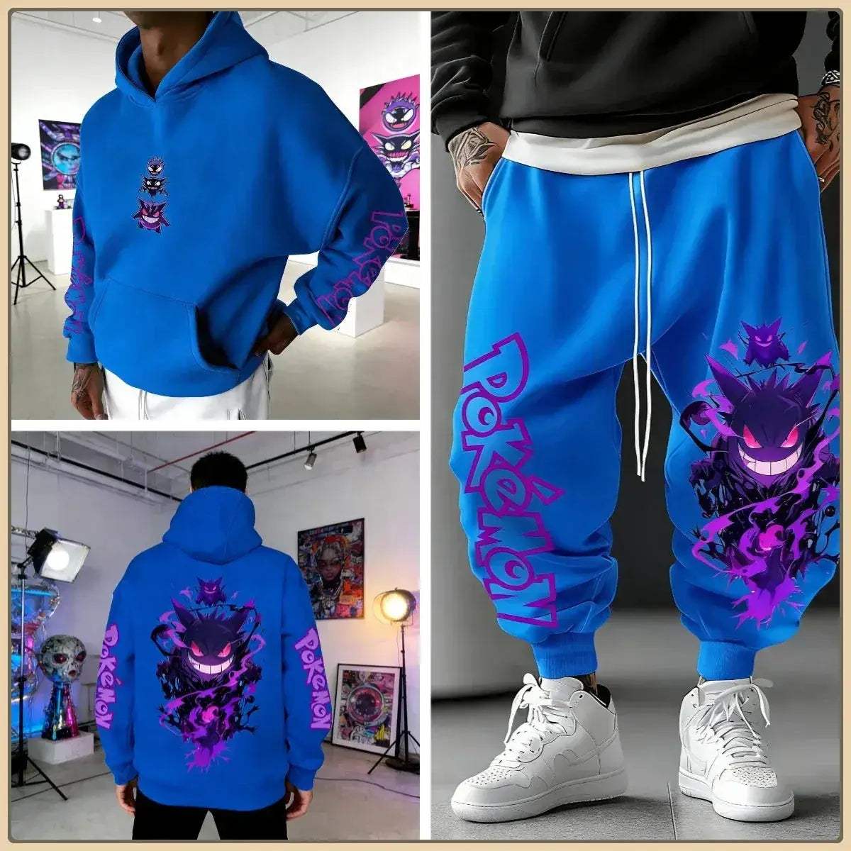 Pokemon Print Tracksuit Set For Men Unisex Streetwear - ToylandEU