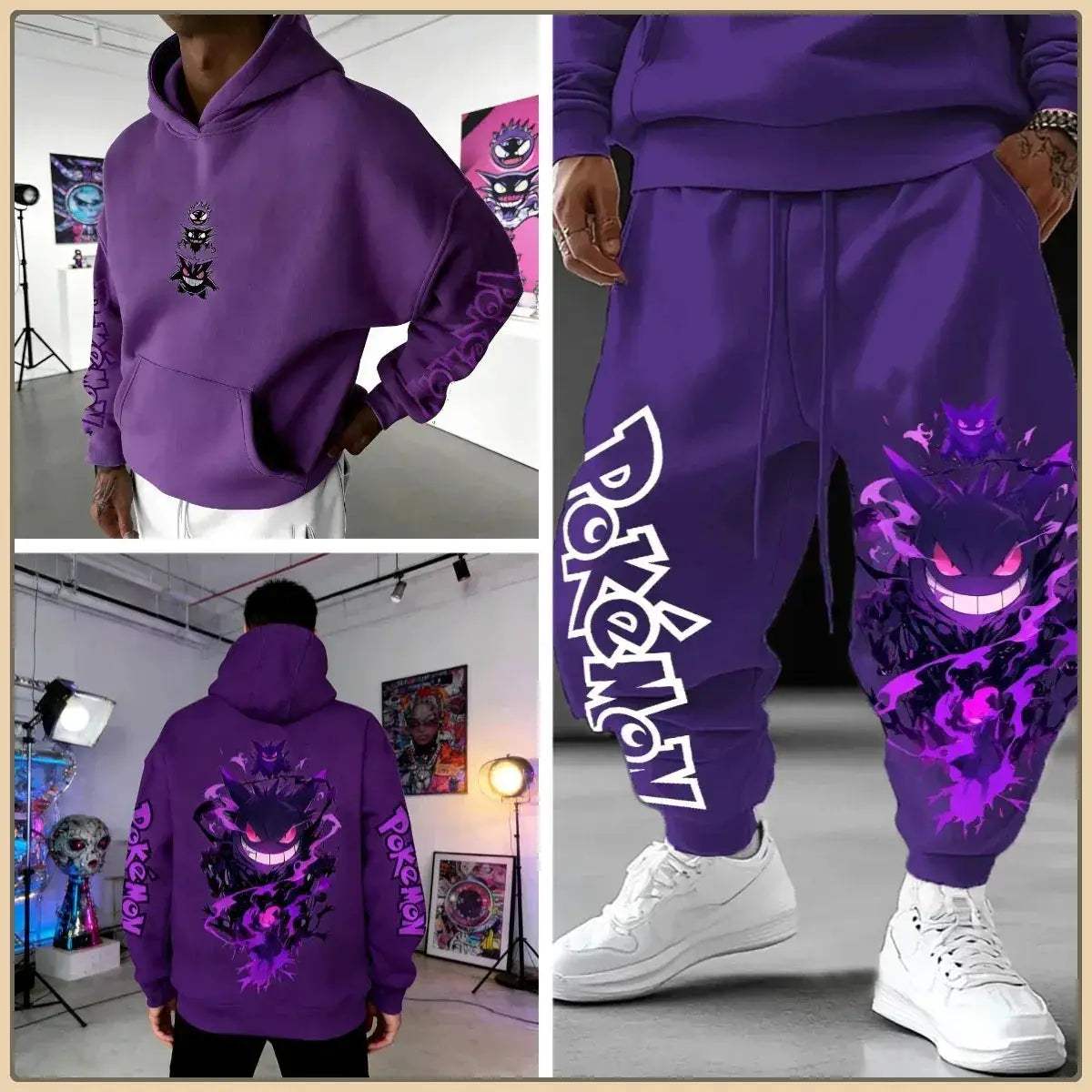 Pokemon Print Tracksuit Set For Men Unisex Streetwear - ToylandEU