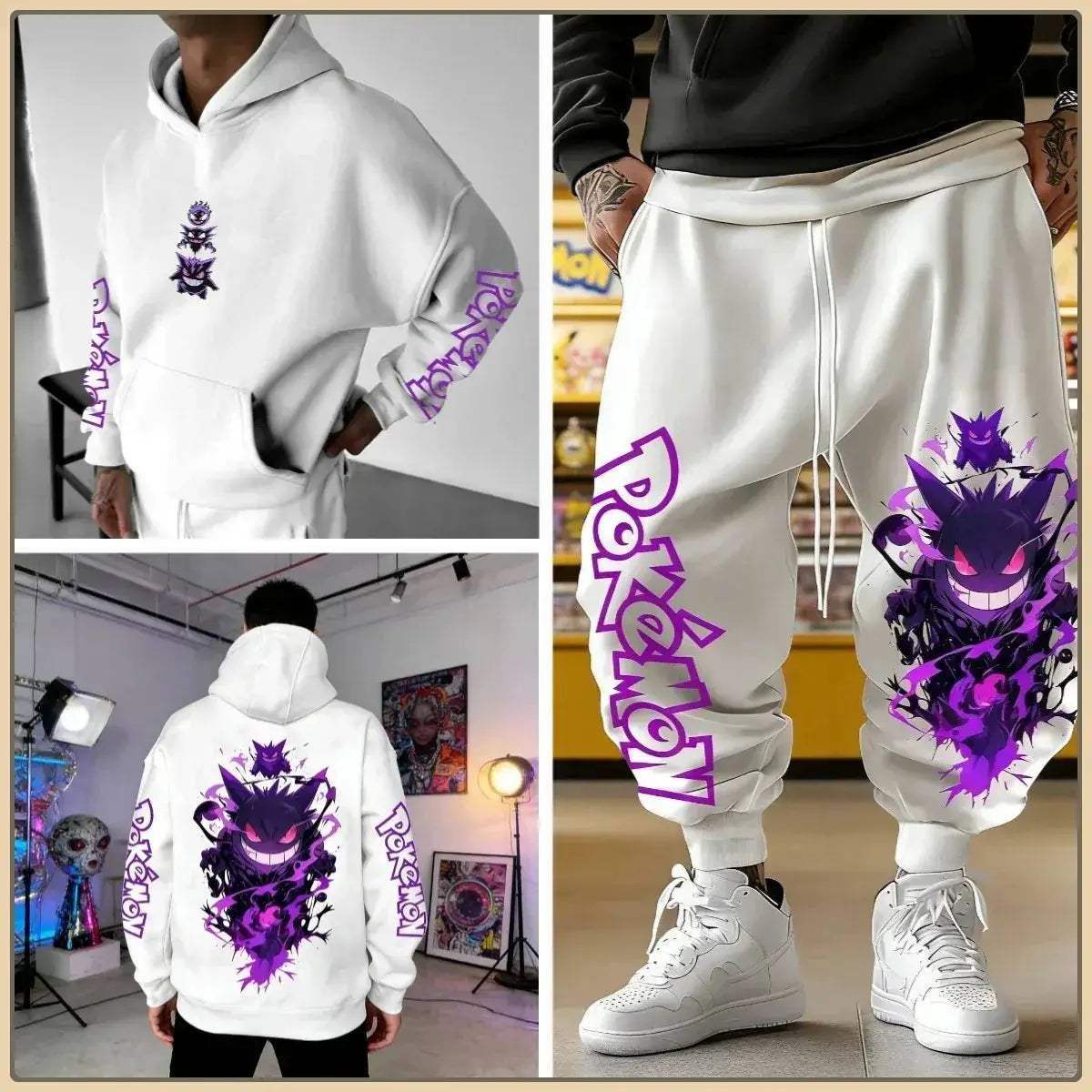 Pokemon Print Tracksuit Set For Men Unisex Streetwear - ToylandEU