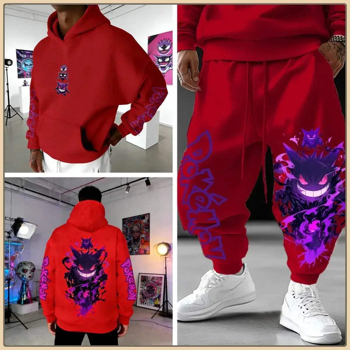 Pokemon Print Tracksuit Set For Men Unisex Streetwear - ToylandEU