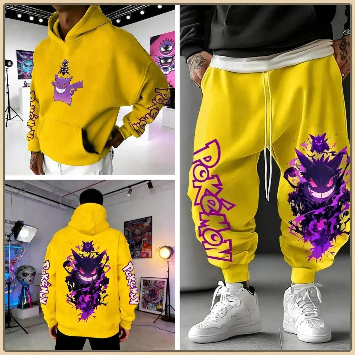Pokemon Print Tracksuit Set For Men Unisex Streetwear - ToylandEU