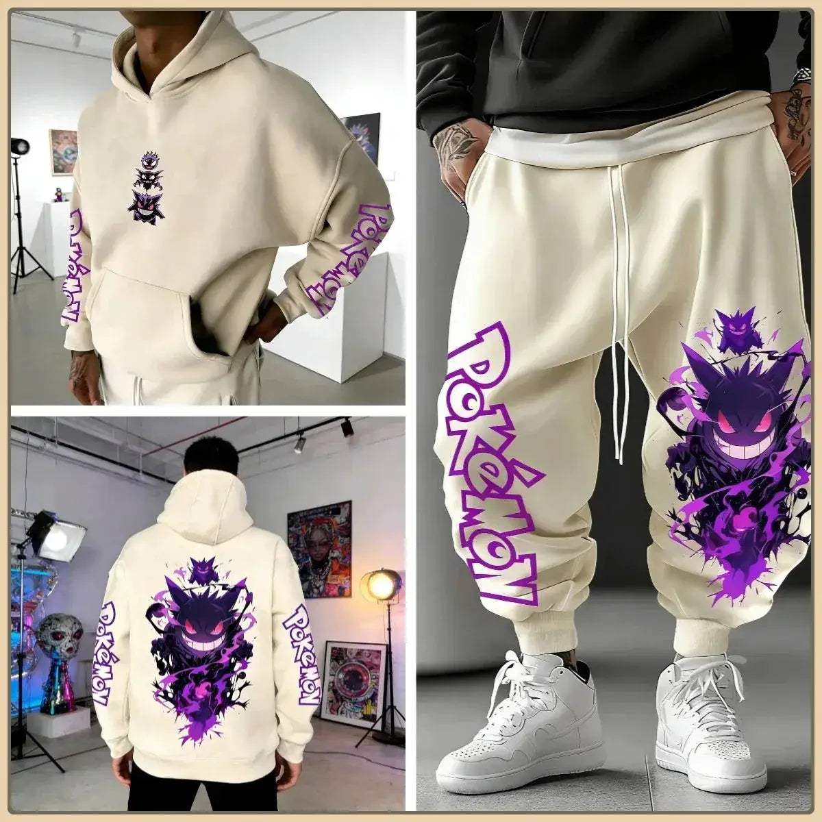 Pokemon Print Tracksuit Set For Men Unisex Streetwear - ToylandEU