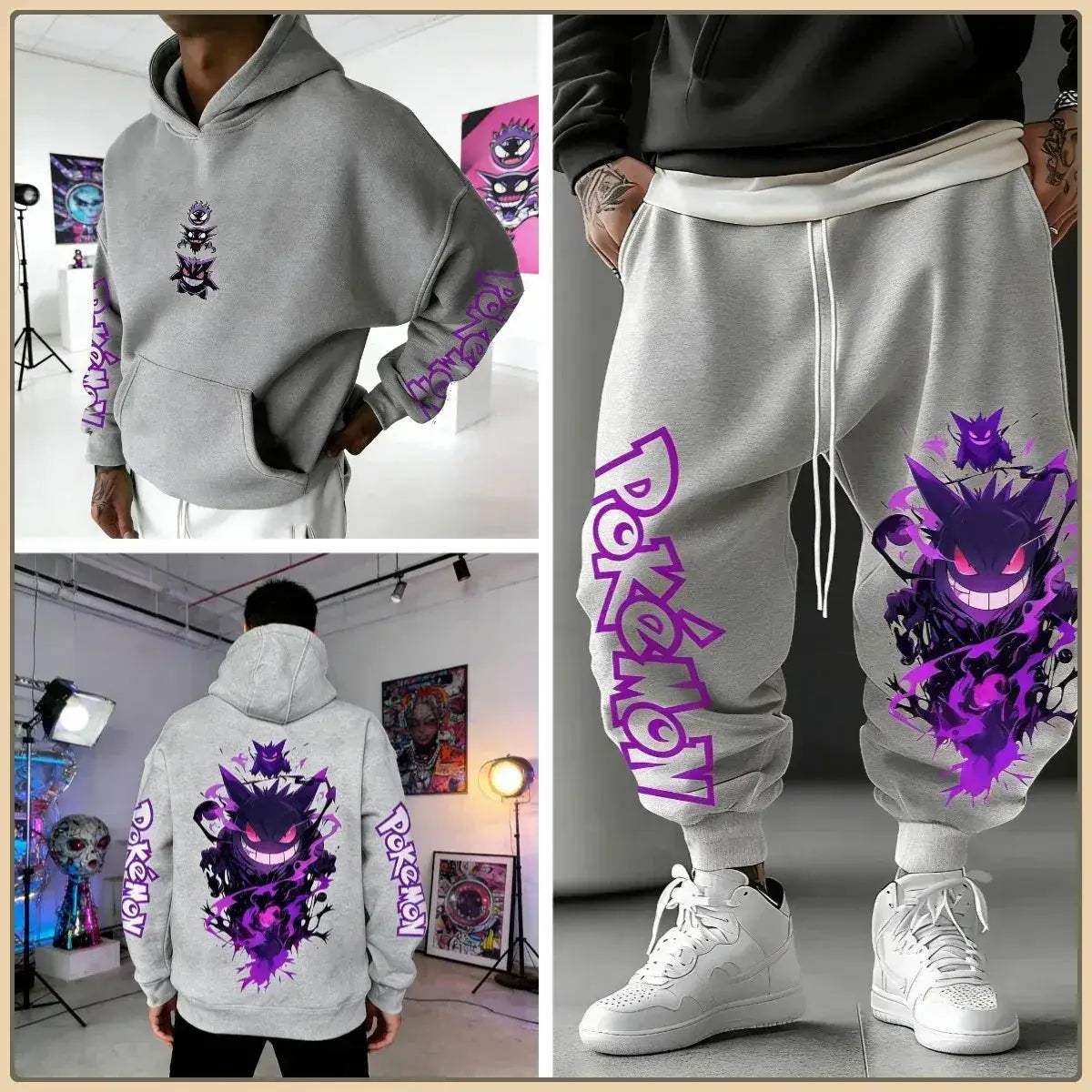 Pokemon Print Tracksuit Set For Men Unisex Streetwear - ToylandEU