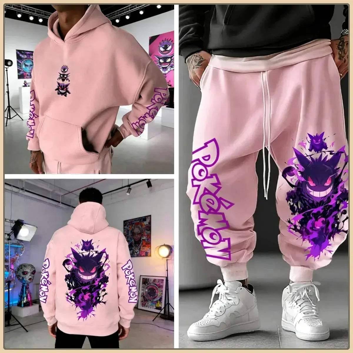 Pokemon Print Tracksuit Set For Men Unisex Streetwear - ToylandEU