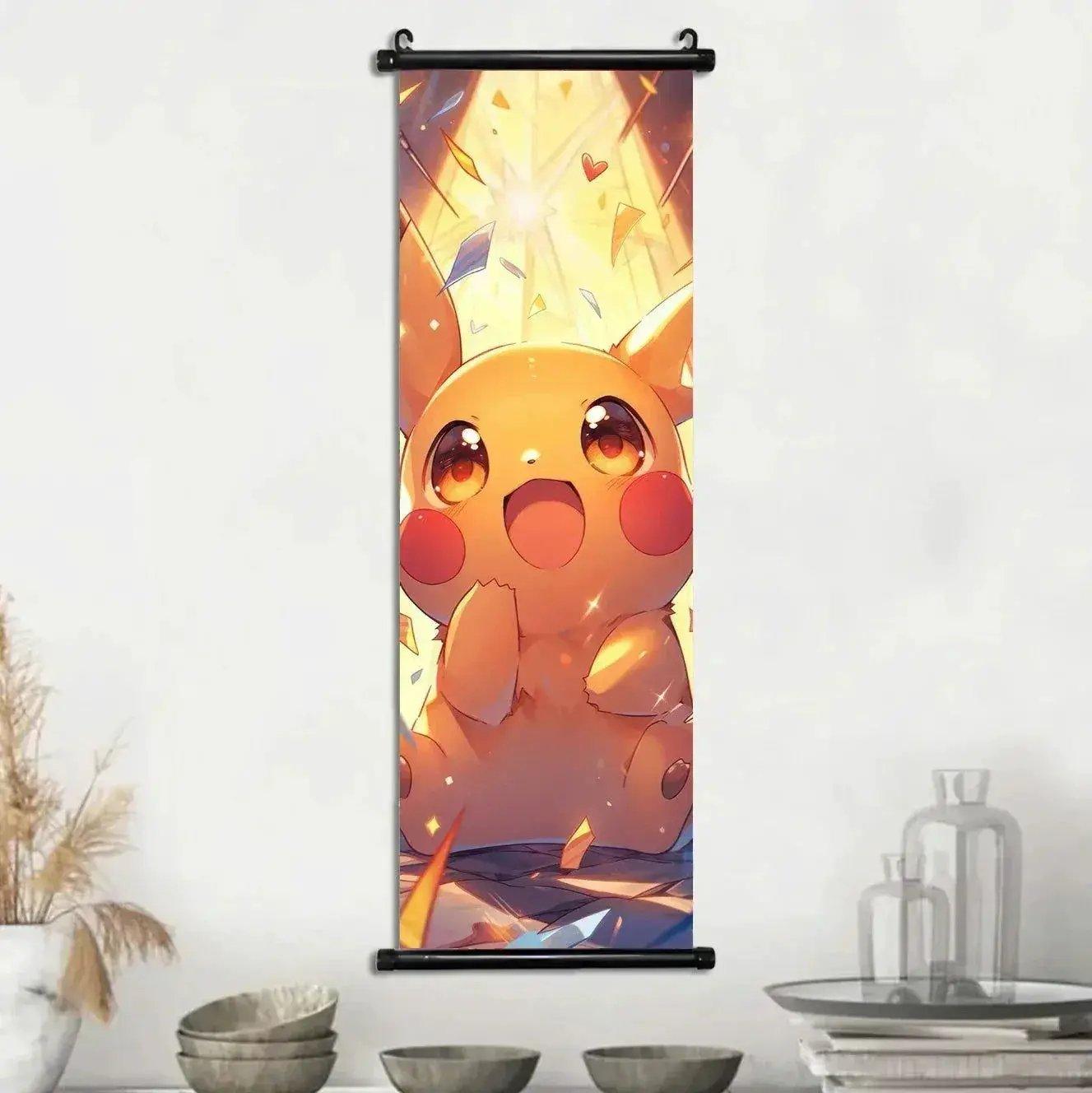  Pokemon Scroll Wall Art, Anime Posters Pikachu Eevee Modern Room Decoration Charizard Canvas Hanging Scrolls Wall Prints -  ToylandEU™