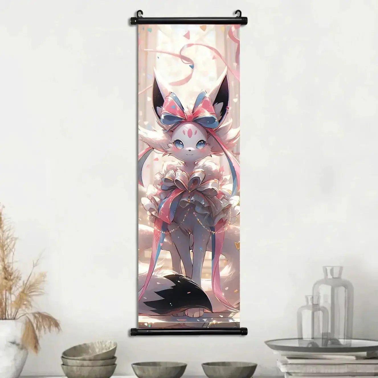  Pokemon Scroll Wall Art, Anime Posters Pikachu Eevee Modern Room Decoration Charizard Canvas Hanging Scrolls Wall Prints -  ToylandEU™