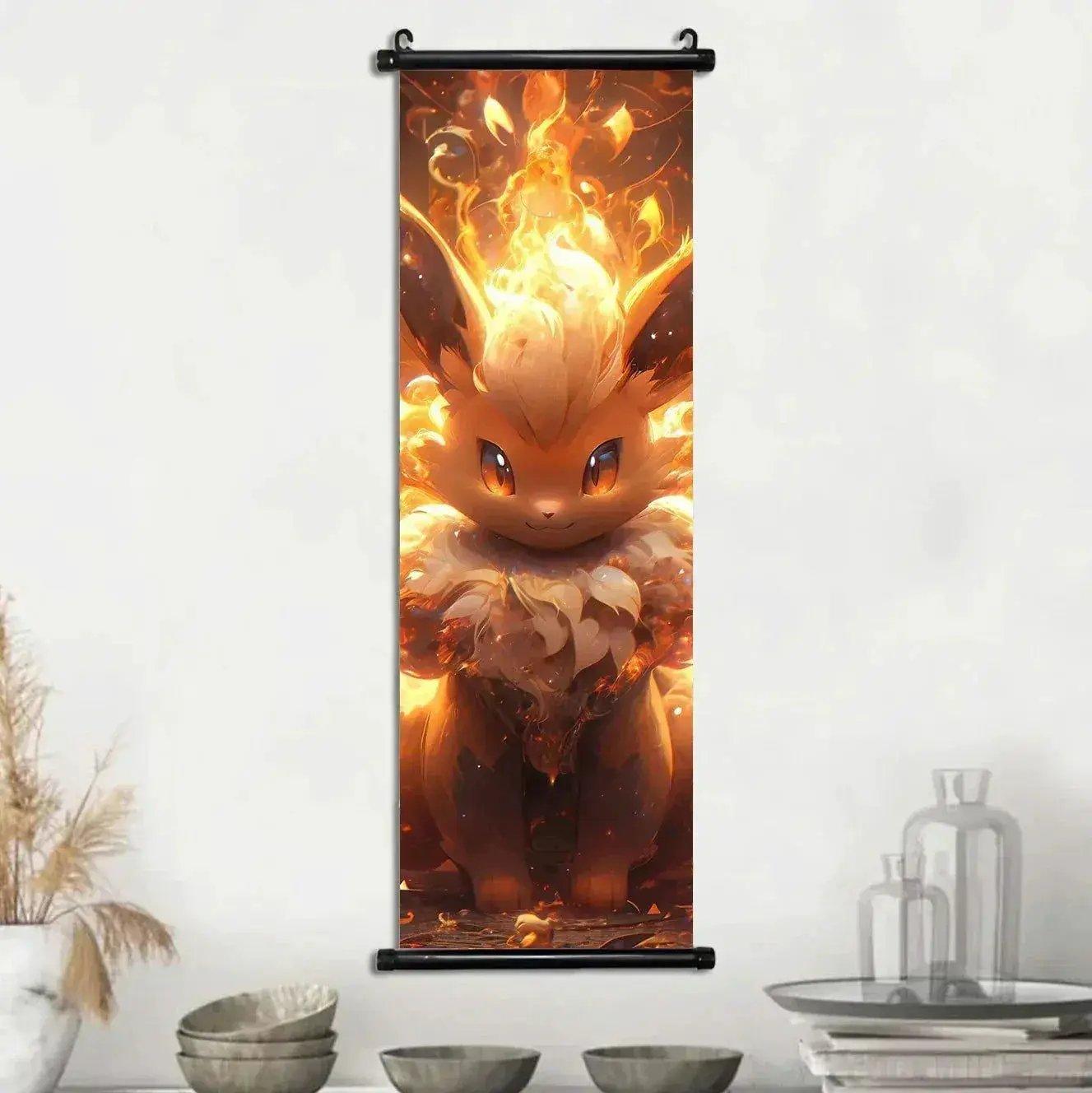  Pokemon Scroll Wall Art, Anime Posters Pikachu Eevee Modern Room Decoration Charizard Canvas Hanging Scrolls Wall Prints -  ToylandEU™