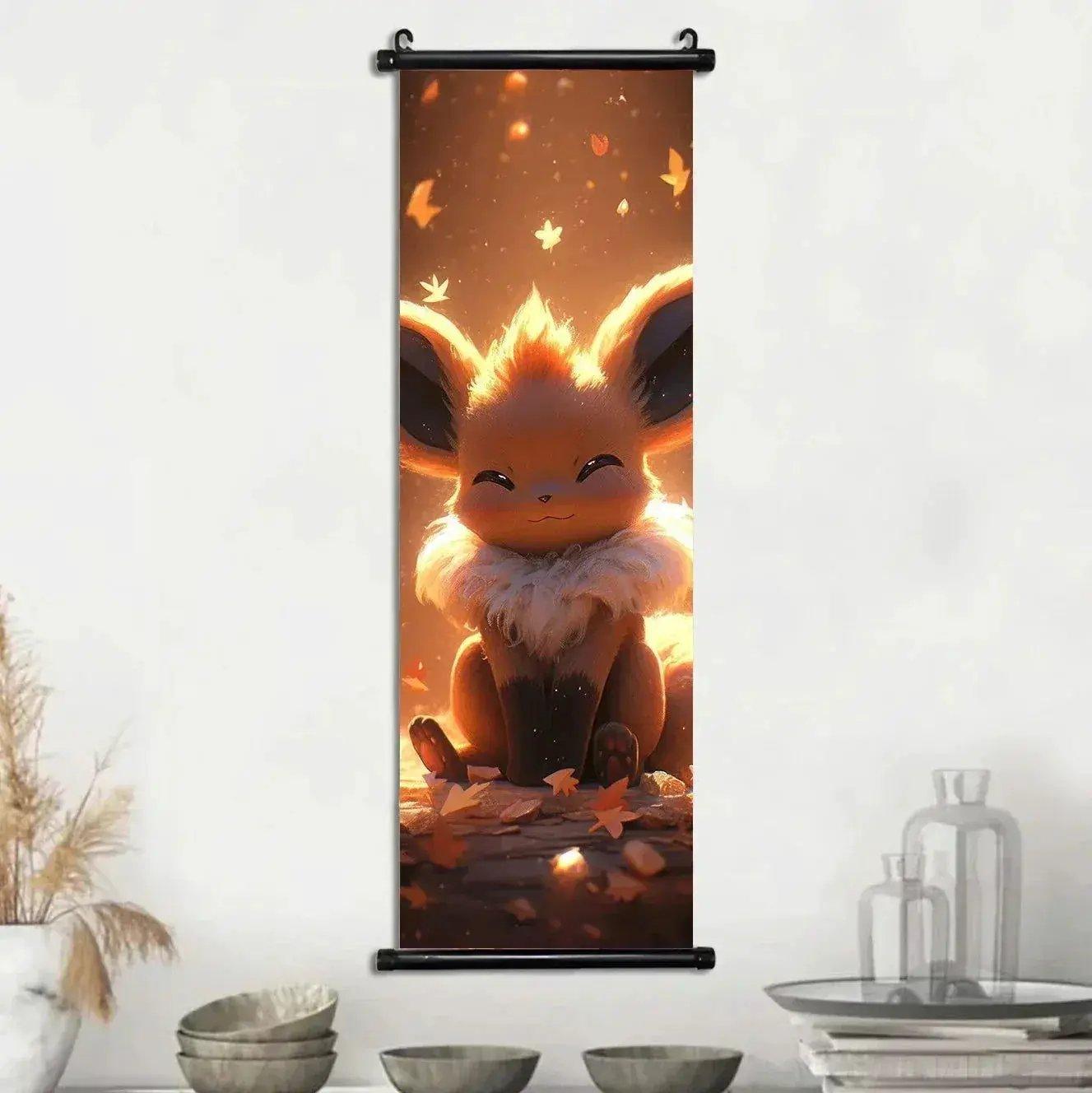  Pokemon Scroll Wall Art, Anime Posters Pikachu Eevee Modern Room Decoration Charizard Canvas Hanging Scrolls Wall Prints -  ToylandEU™