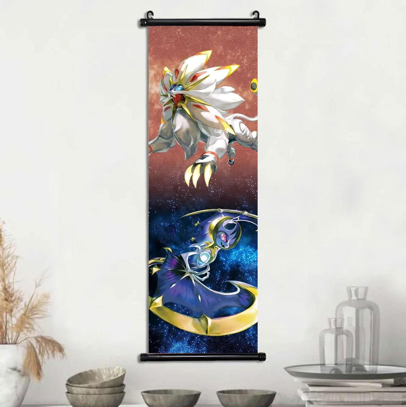  Pokemon Scroll Wall Art, Anime Posters Pikachu Eevee Modern Room Decoration Charizard Canvas Hanging Scrolls Wall Prints 