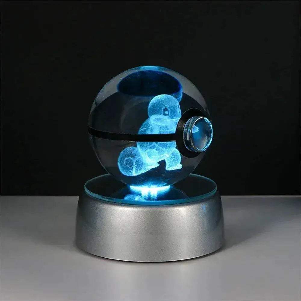Pokemon 3D Crystal Ball Pikachu Gengar Eevee Mewtwo Anime Pokeball with Led Night Light Base - CLOUDANIMESTUDIO