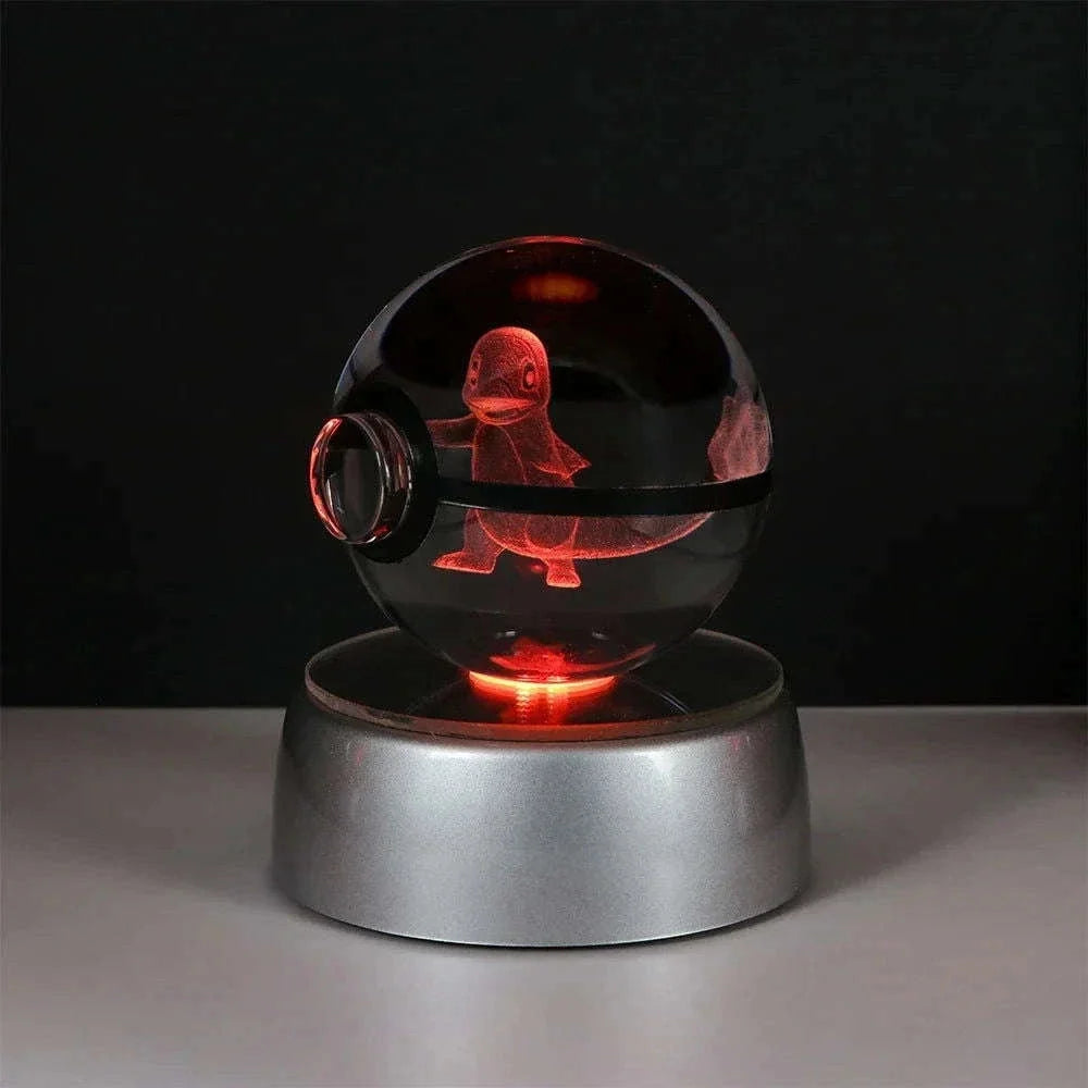 Pokemon 3D Crystal Ball Pikachu Gengar Eevee Mewtwo Anime Pokeball with Led Night Light Base
