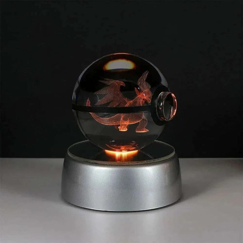 Pokemon 3D Crystal Ball Pikachu Gengar Eevee Mewtwo Anime Pokeball with Led Night Light Base