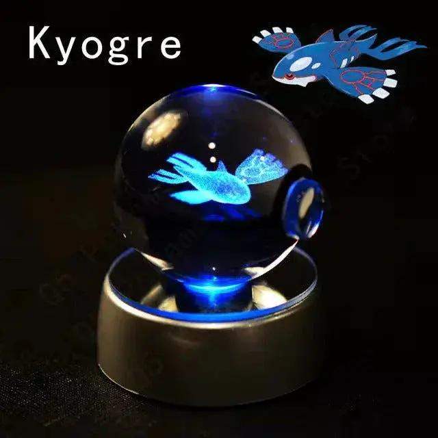 Pokemon 3D Crystal Pokeball with LED Light Base, Kids Anime Toy Gifts 2 in - CLOUDANIMESTUDIO