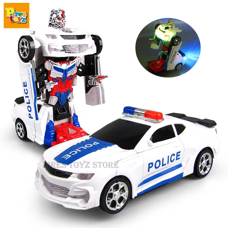 Electronic Police Robot Station Wagon Car Toy with Diecast Features - ToylandEU