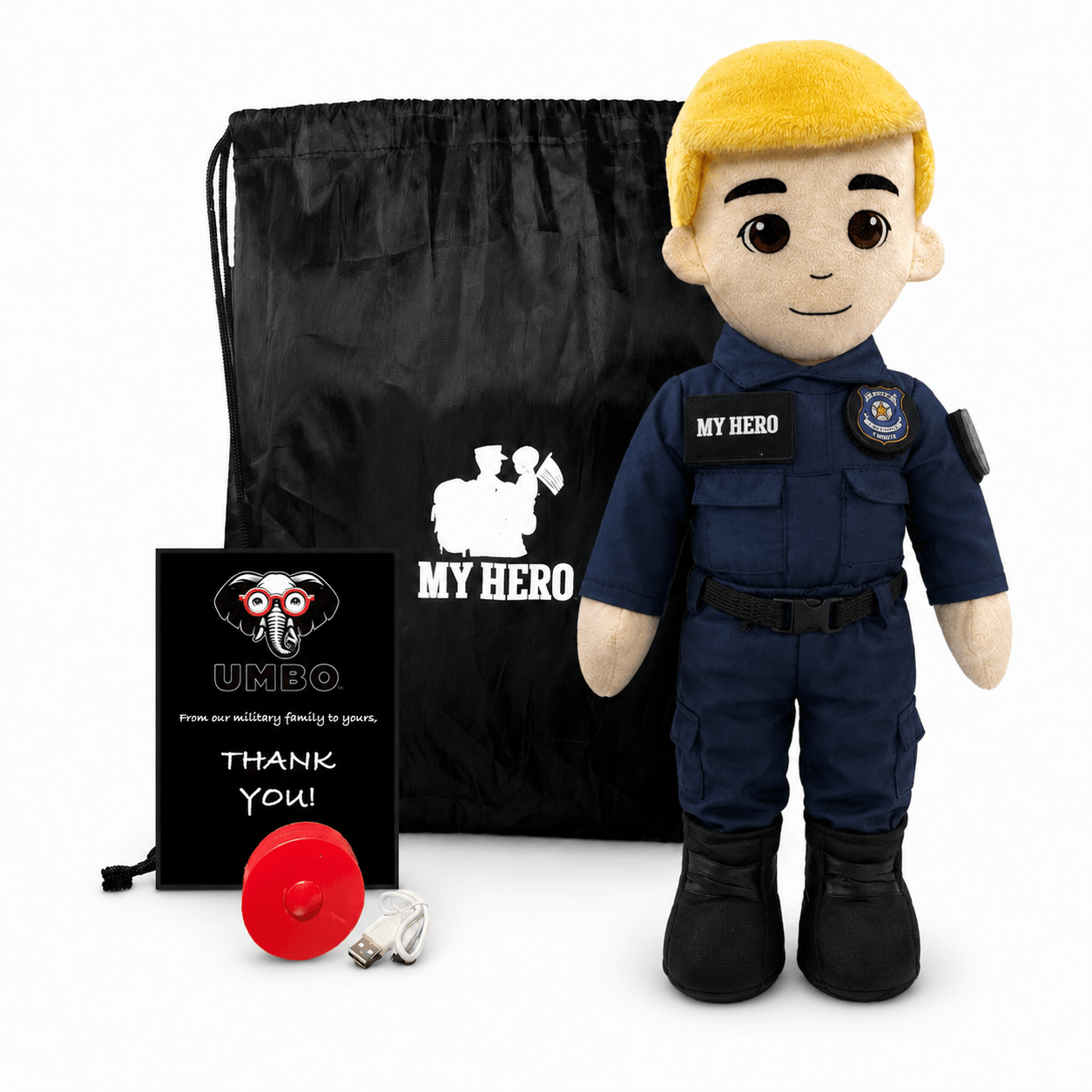  Police Officer Plush Doll Recordable Voice Feature 