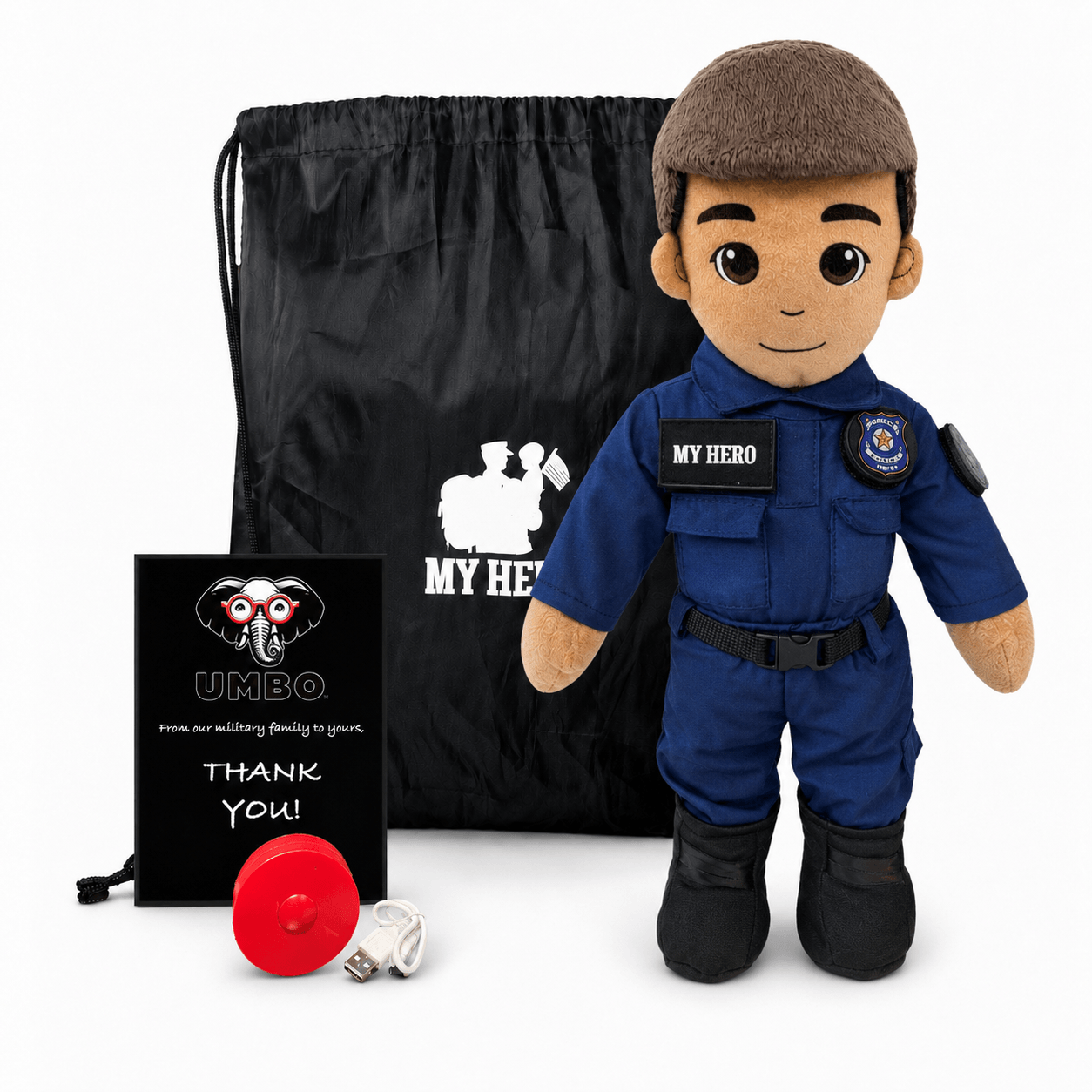  Police Officer Plush Doll Recordable Voice Feature 