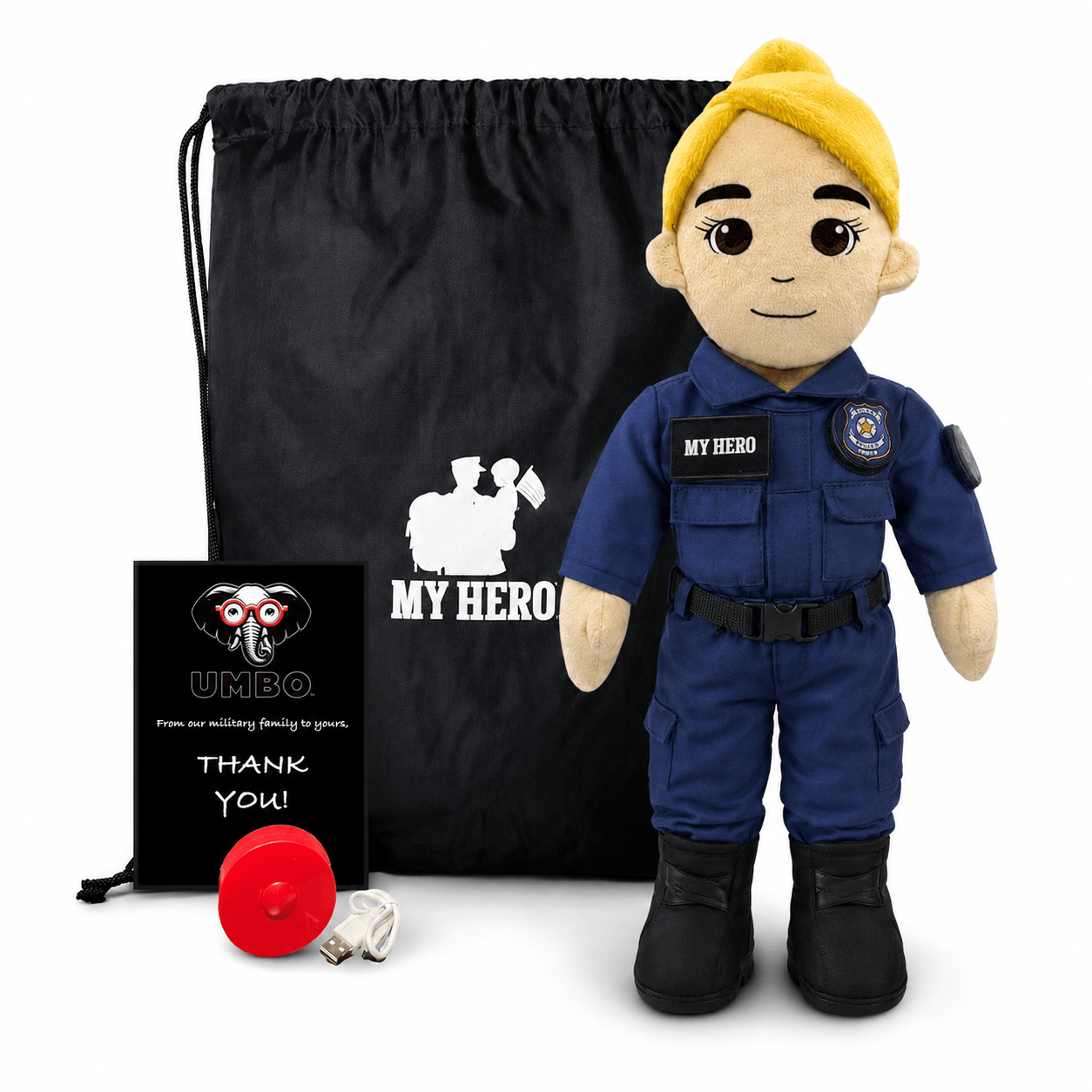 Police Officer Plush Doll Recordable Voice Feature 