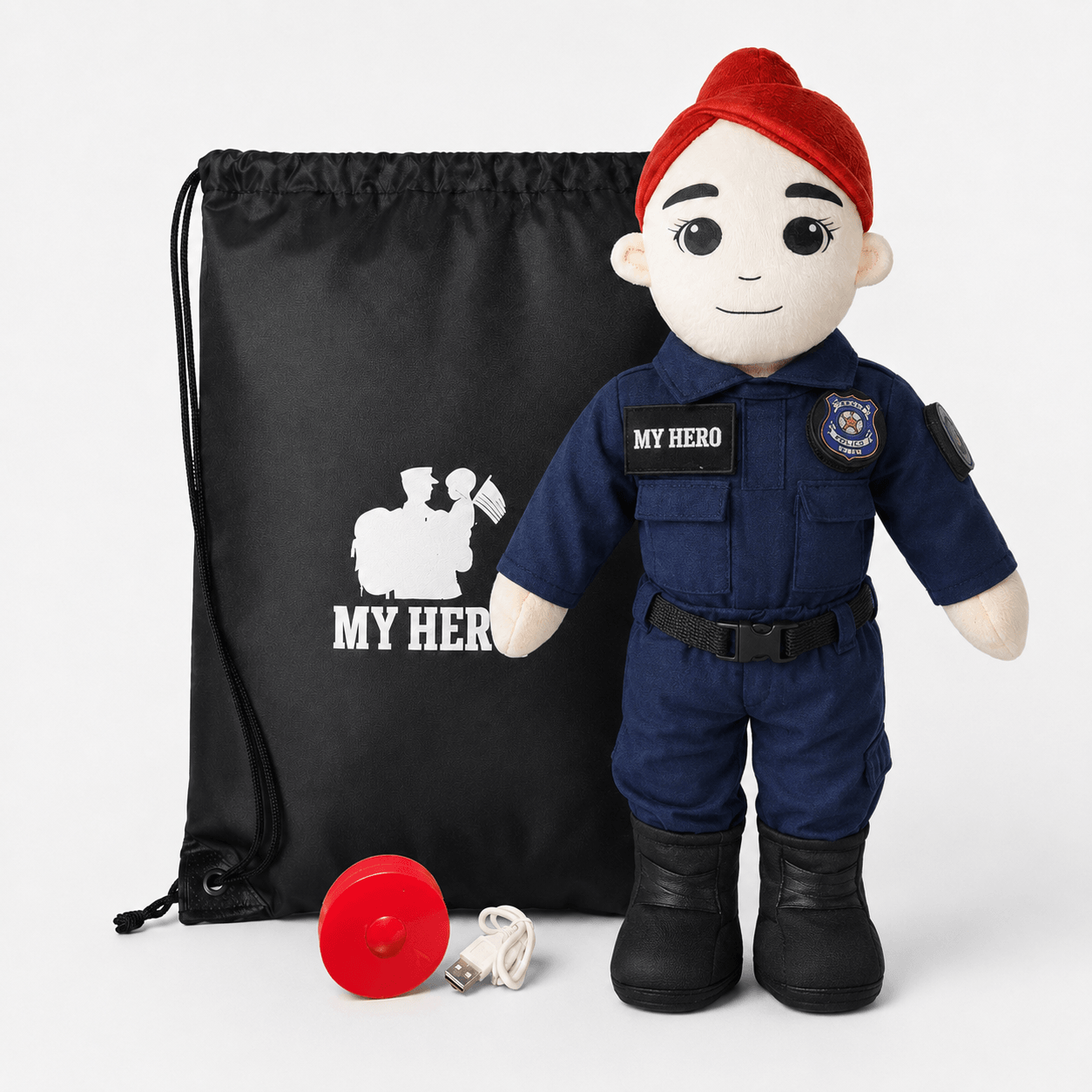  Police Officer Plush Doll Recordable Voice Feature 