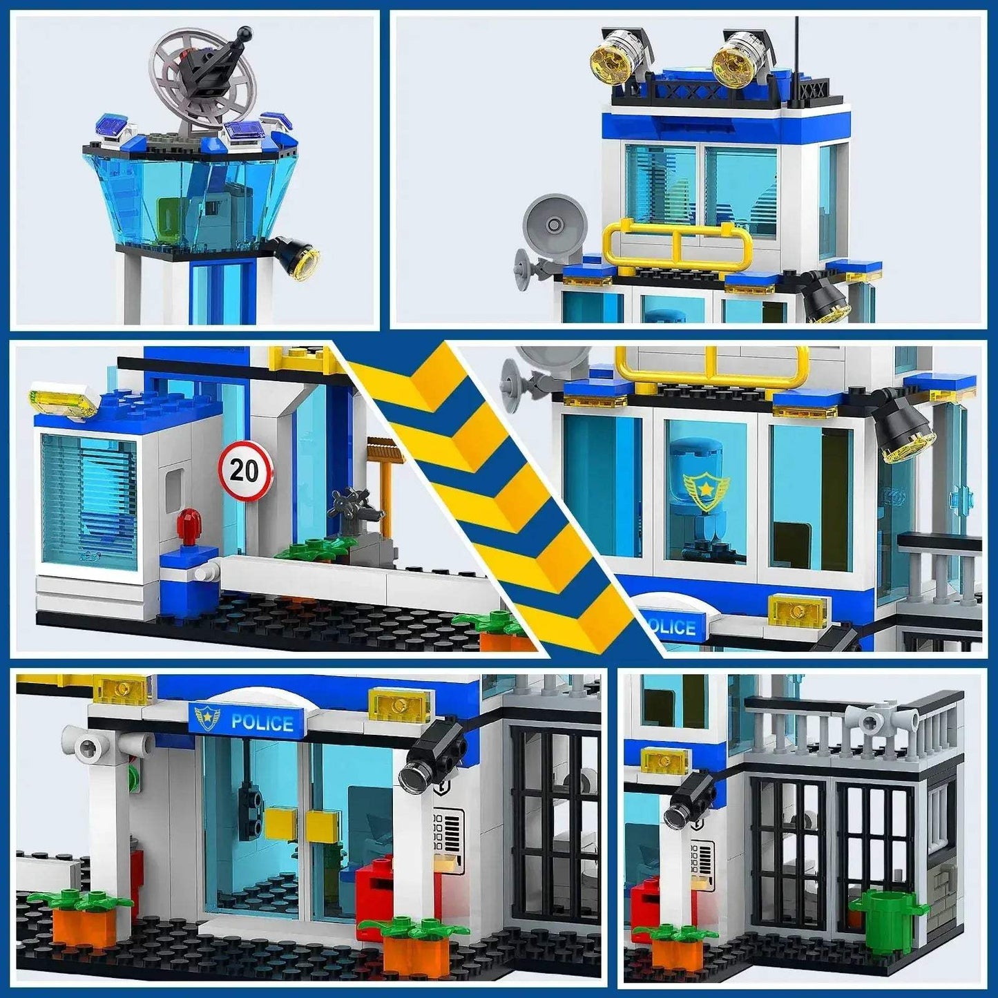 Police Station STEM Building Set With Helicopter Vehicles - ToylandEU