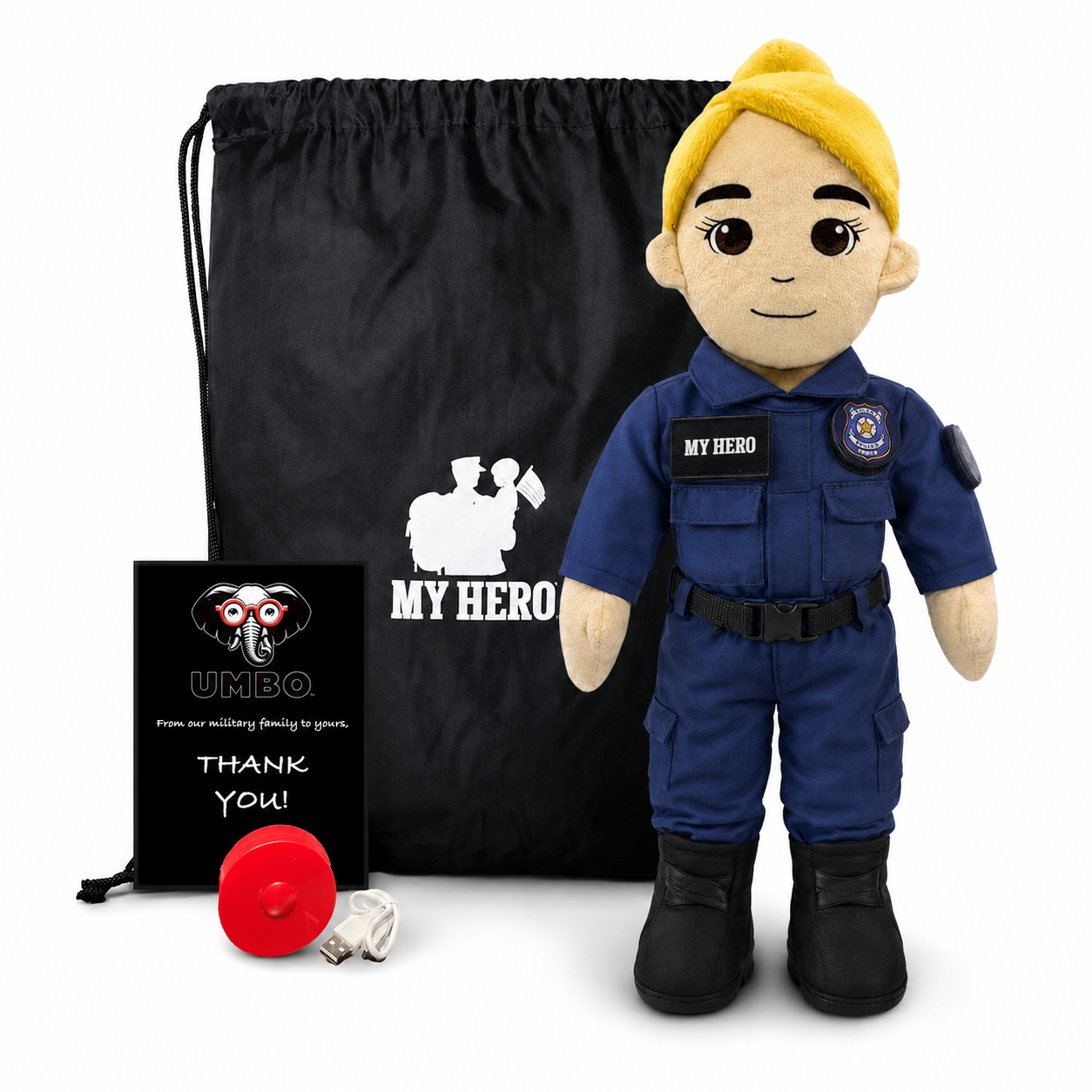  Police Officer Plush Doll Recordable Voice Feature 