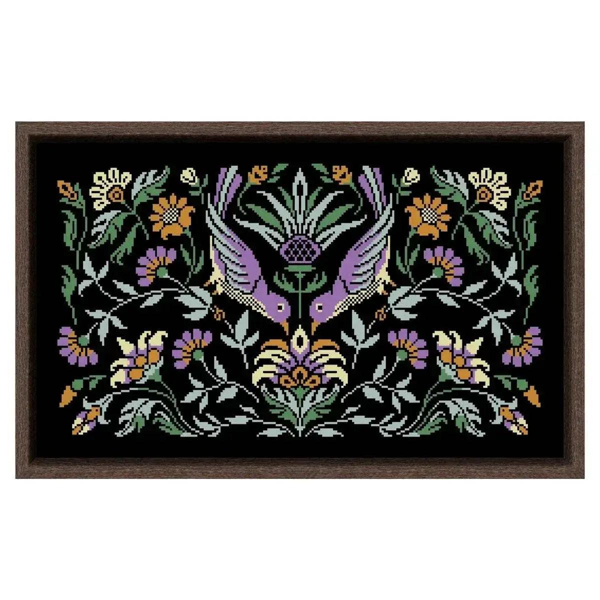  Pomegranate Bird Night Songs Cross Stitch Kit - DIY Handmade Embroidery on Black Canvas Cloth with Cotton Thread (18ct, 14ct, 11ct) -  ToylandEU™