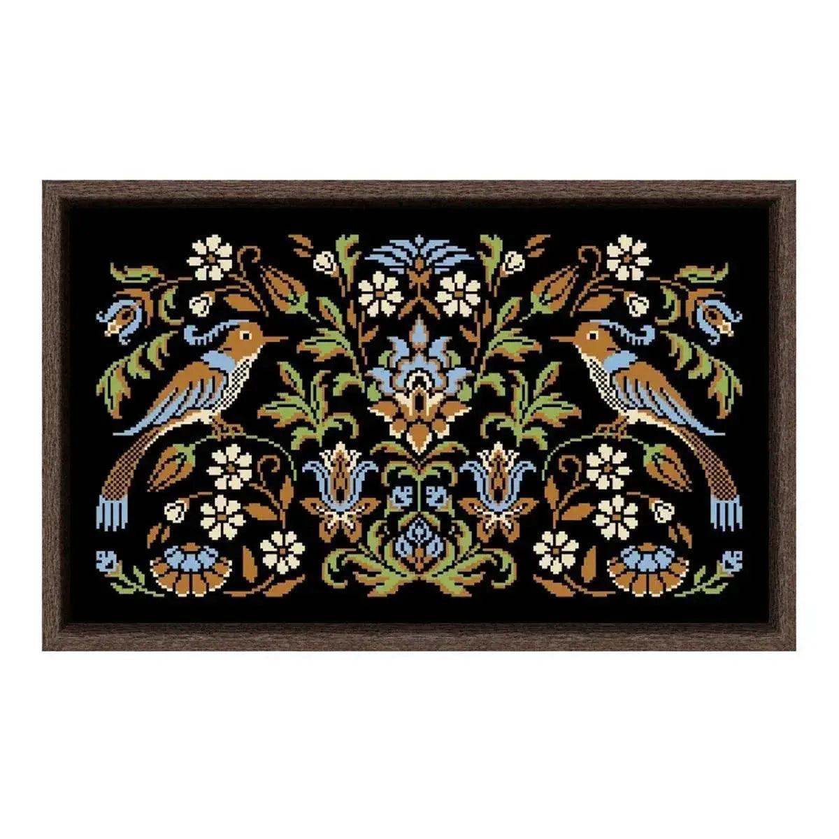  Pomegranate Bird Night Songs Cross Stitch Kit - DIY Handmade Embroidery on Black Canvas Cloth with Cotton Thread (18ct, 14ct, 11ct) -  ToylandEU™