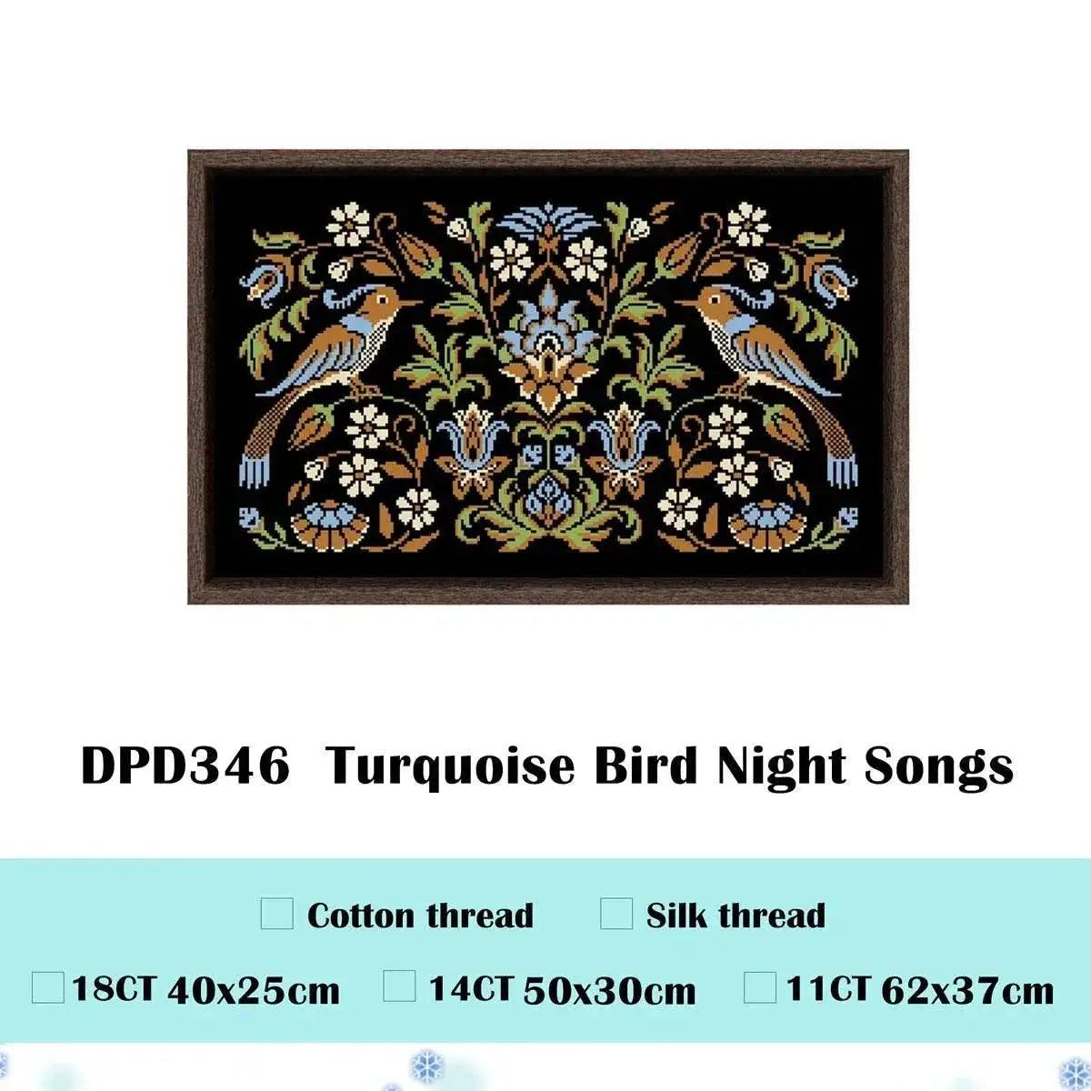  Pomegranate Bird Night Songs Cross Stitch Kit - DIY Handmade Embroidery on Black Canvas Cloth with Cotton Thread (18ct, 14ct, 11ct) -  ToylandEU™