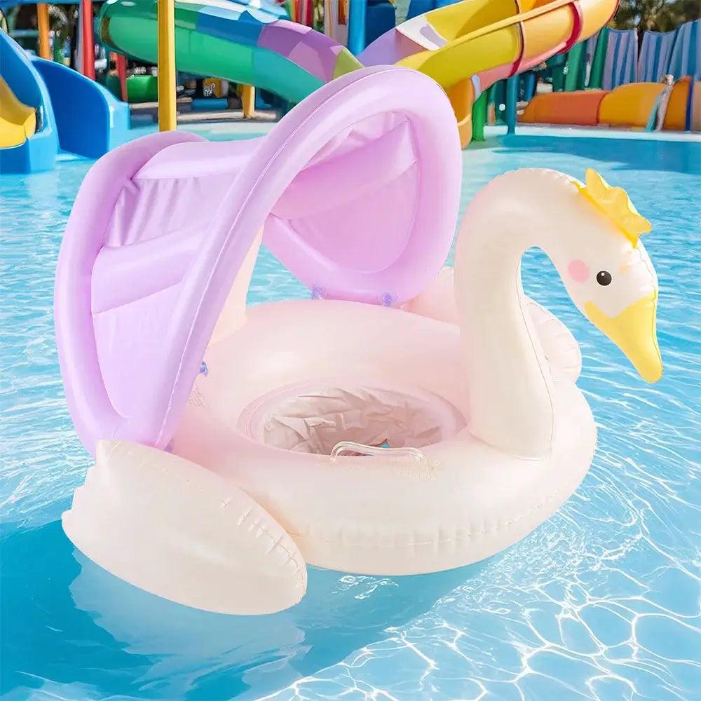  Sunshade Swim Ring With Canopy Pool Float Deluxe Swan -  ToylandEU™