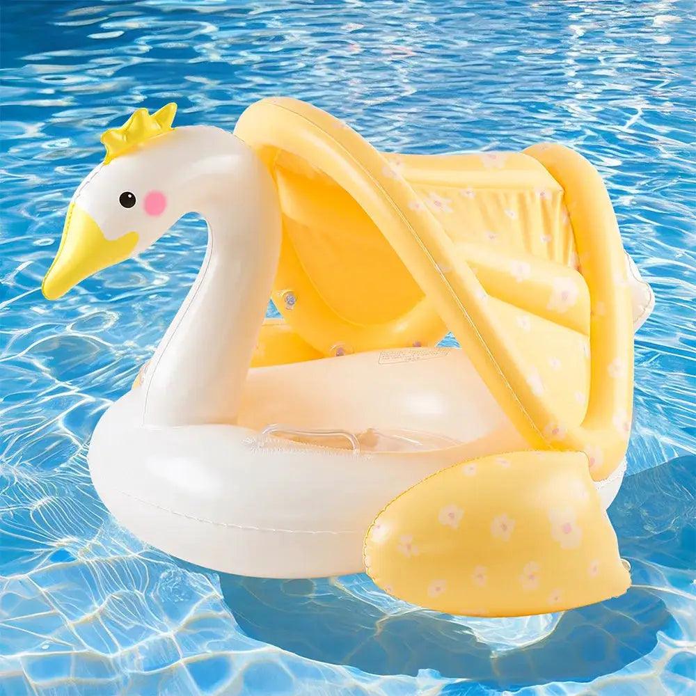  Sunshade Swim Ring With Canopy Pool Float Deluxe Swan -  ToylandEU™
