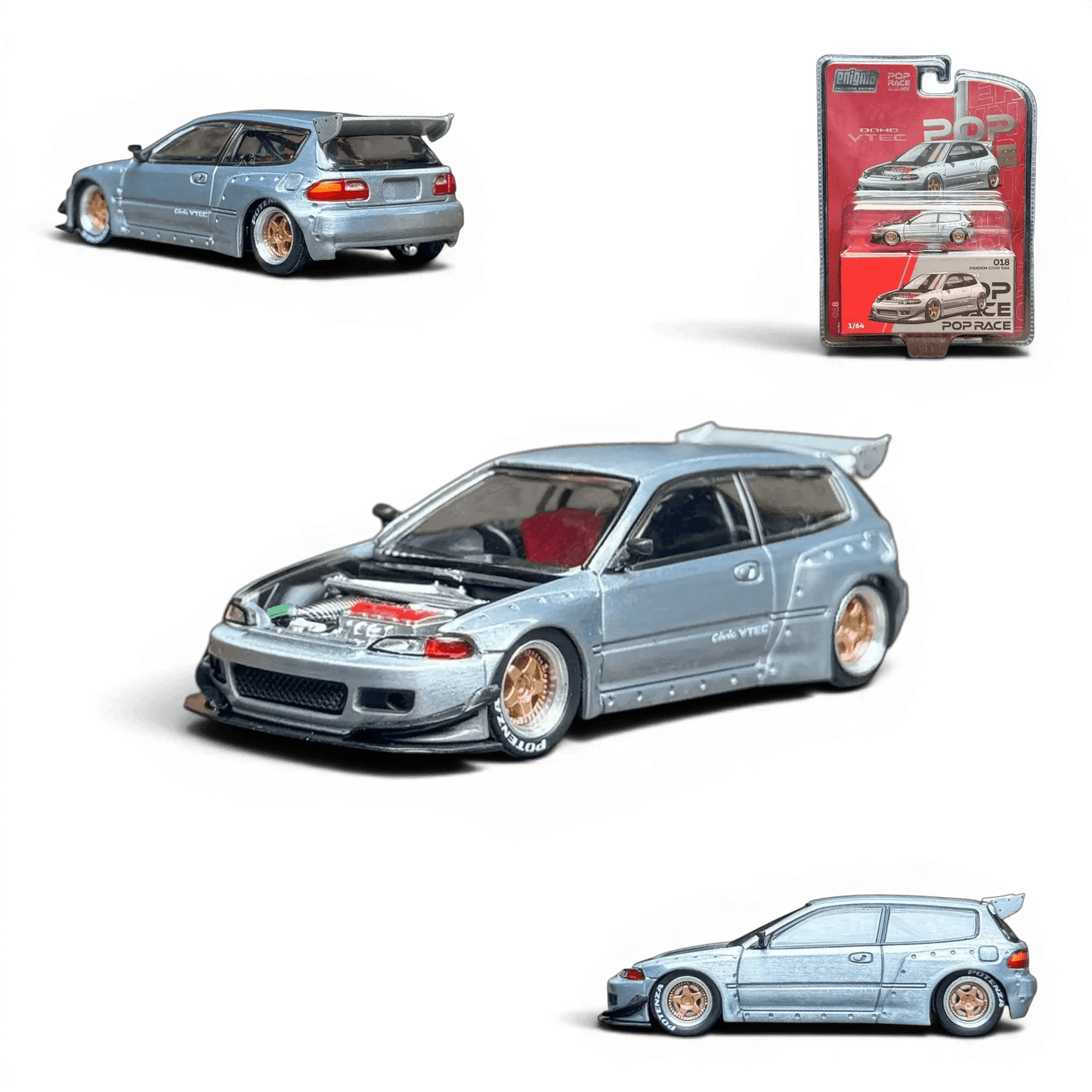  Pop Race Honda Civic EG6 Scale 1 To 64 Raw Metal -  ToylandEU™