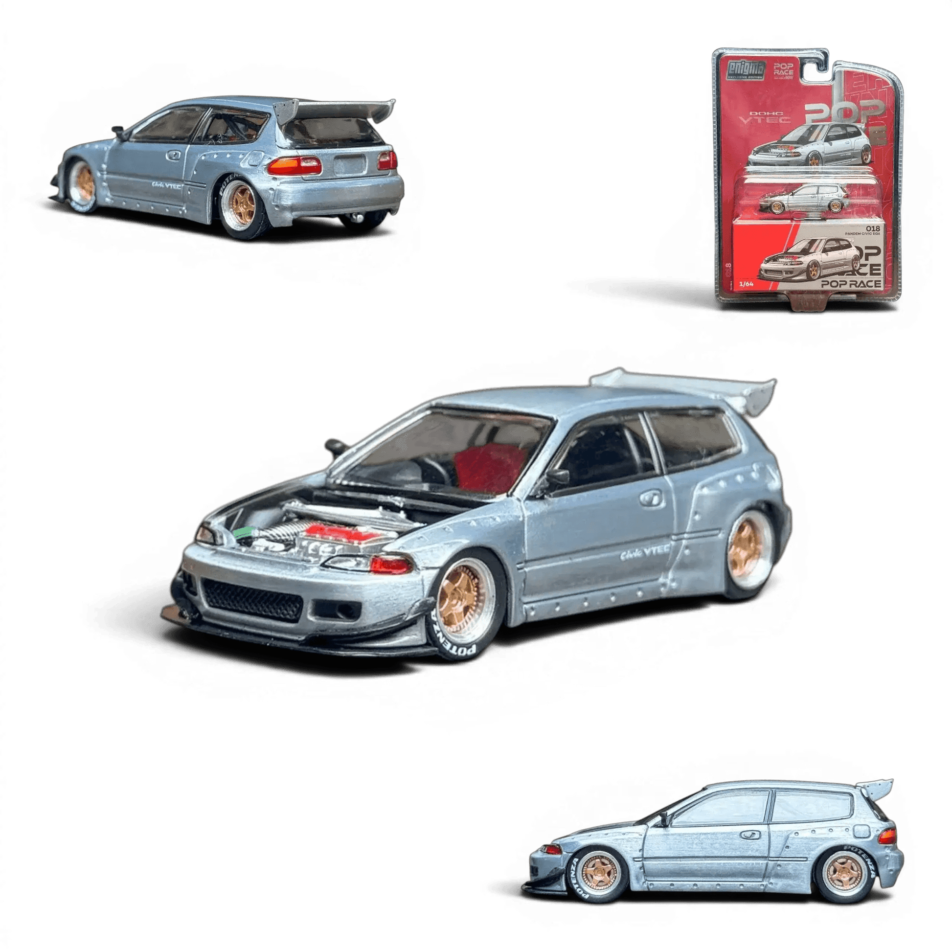  Pop Race Honda Civic EG6 Scale 1 To 64 Raw Metal -  ToylandEU™