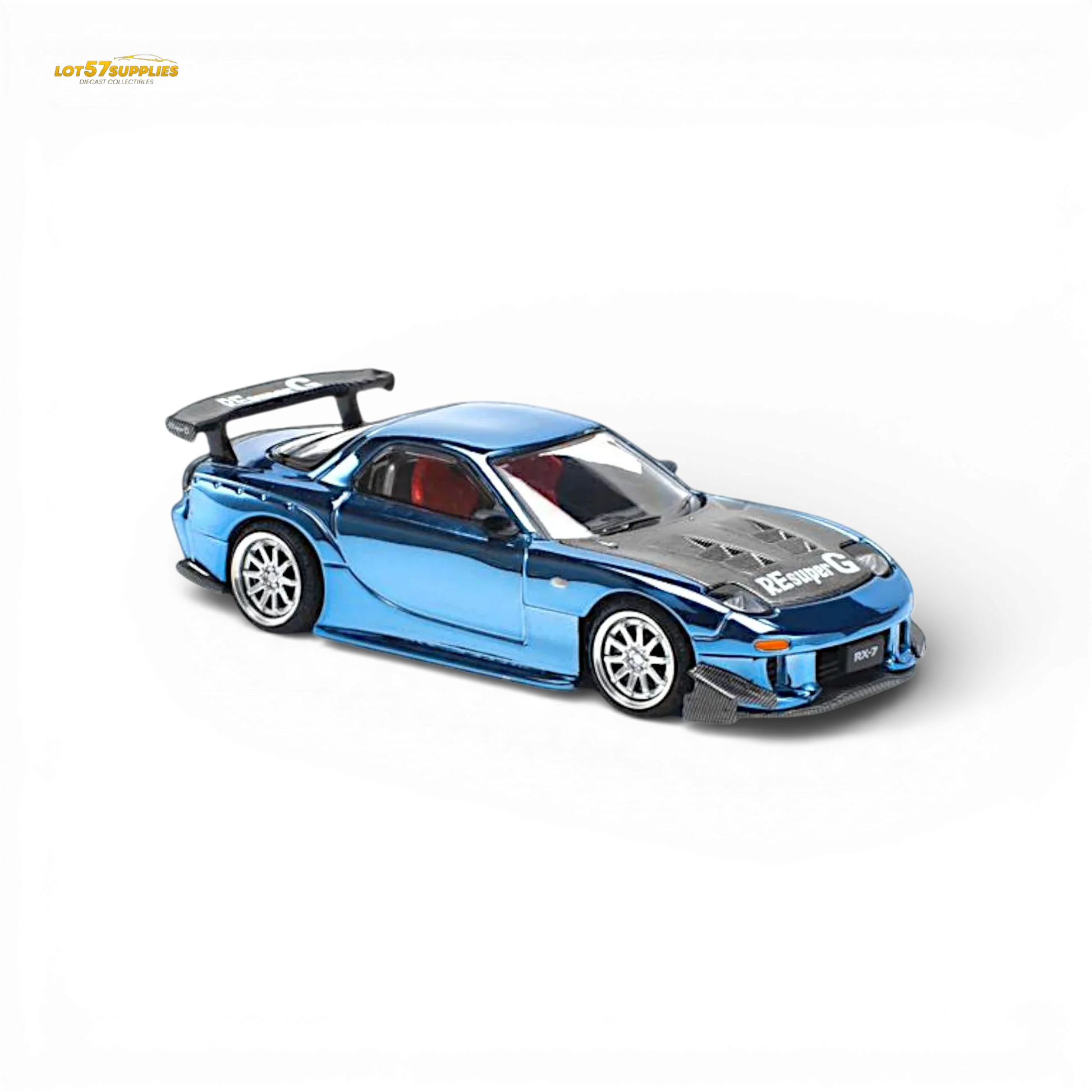 Pop Race Mazda RX-7 Re-Amemiya Blue Chrome 1:64 - ToylandEU