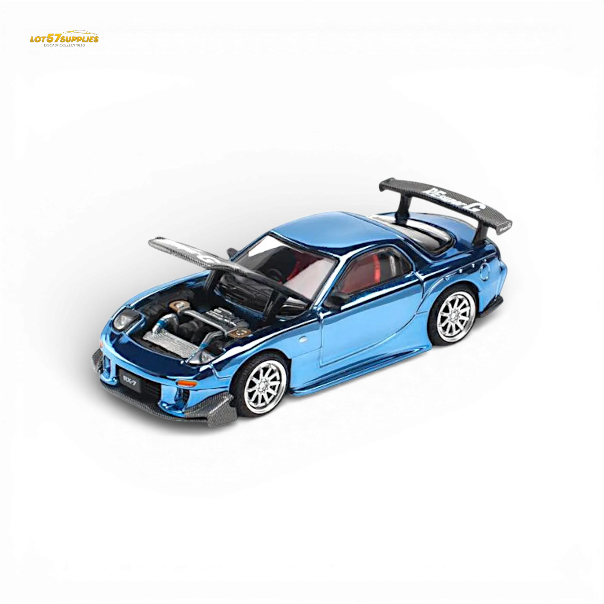 Pop Race Mazda RX-7 Re-Amemiya Blue Chrome 1:64 - ToylandEU