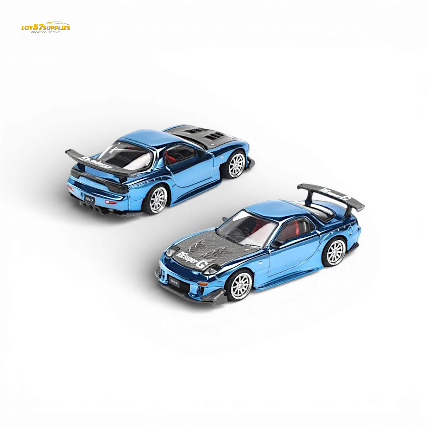 Pop Race Mazda RX-7 Re-Amemiya Blue Chrome 1:64 - ToylandEU