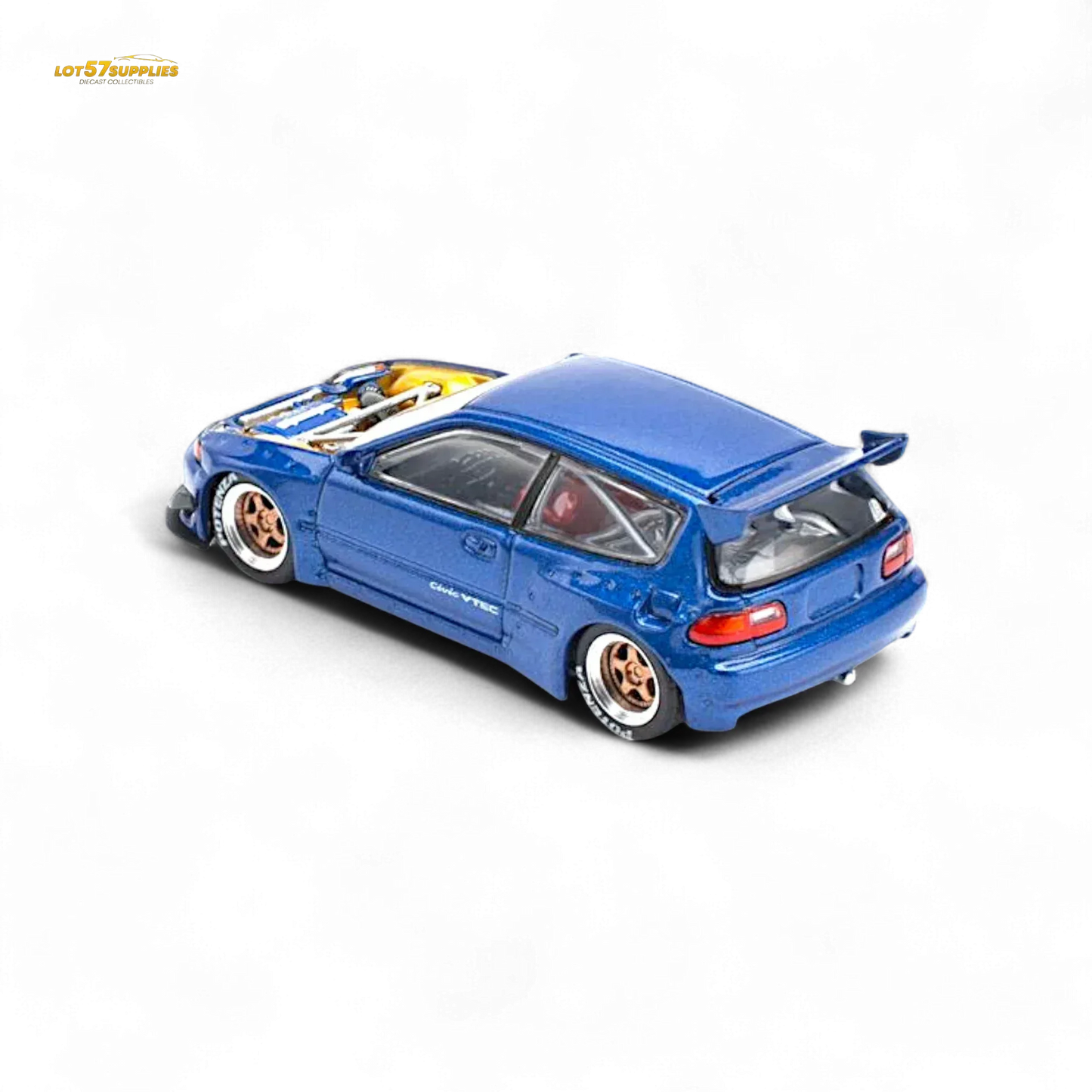 Pop Race Pandem Civic EG6 Metallic Blue w/ Openable hood 1:64 - ToylandEU