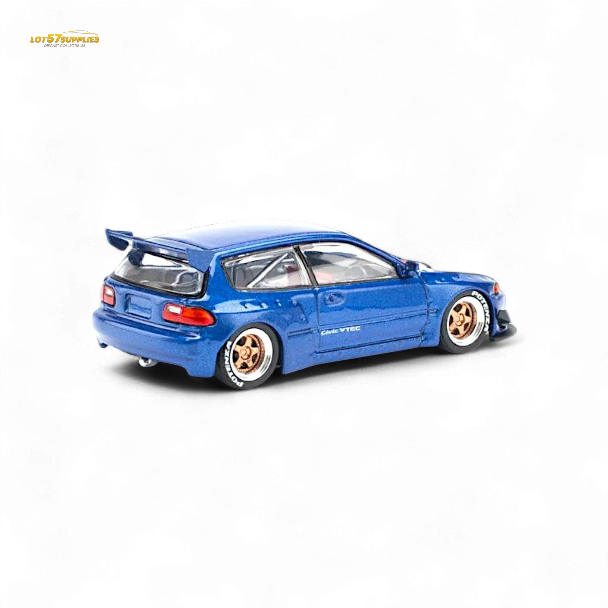Pop Race Pandem Civic EG6 Metallic Blue w/ Openable hood 1:64 - ToylandEU