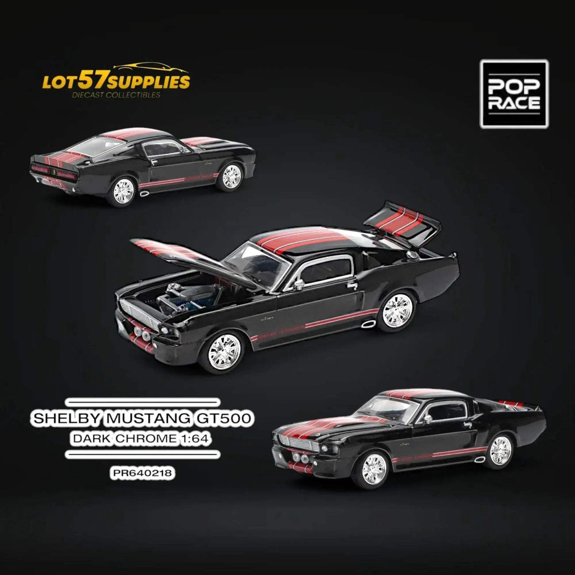 Pop Race Shelby Mustang GT500 Dark Chrome 1:64 - ToylandEU