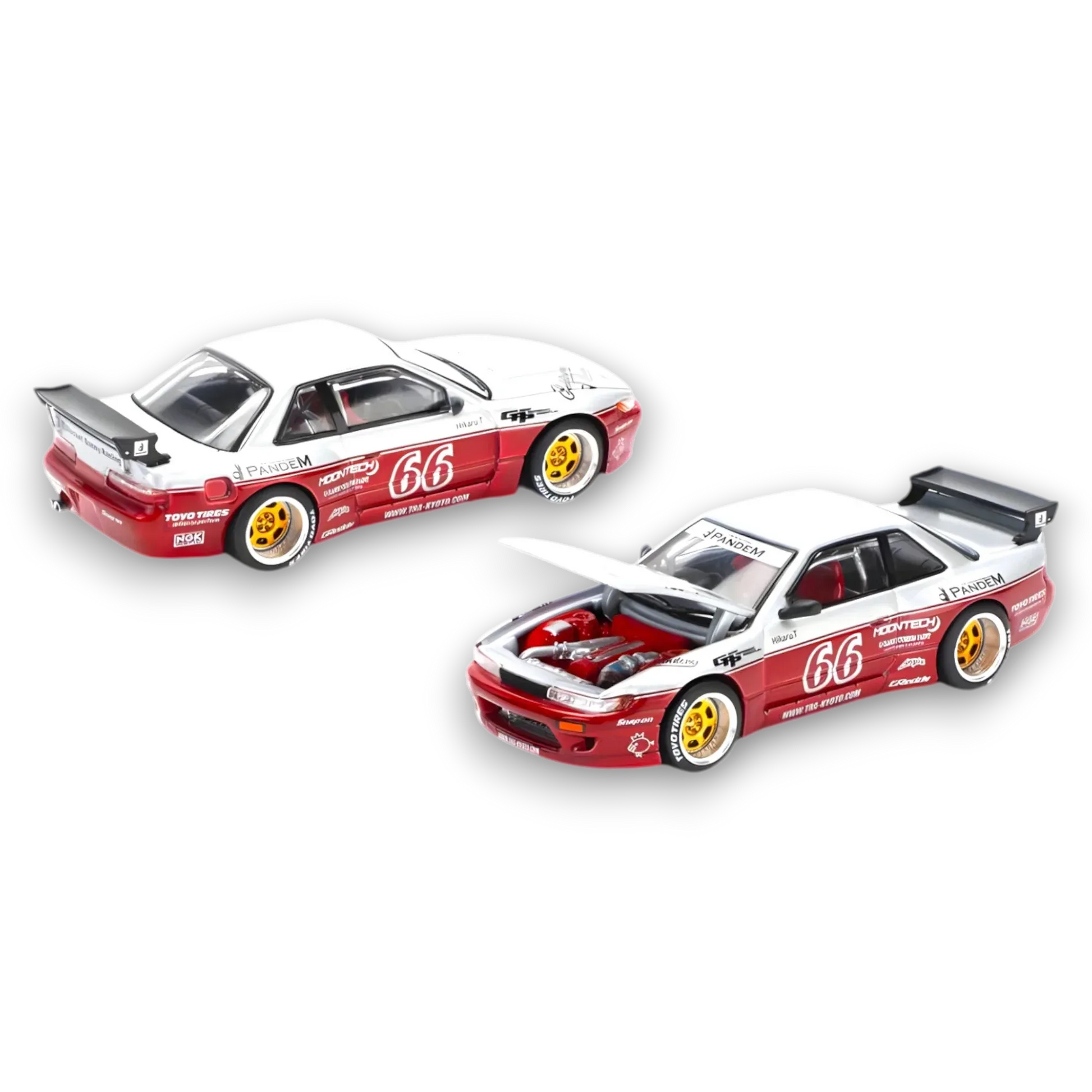 PopRace PANDEM SILVIA S13 Moontech Red 1:64 - ToylandEU