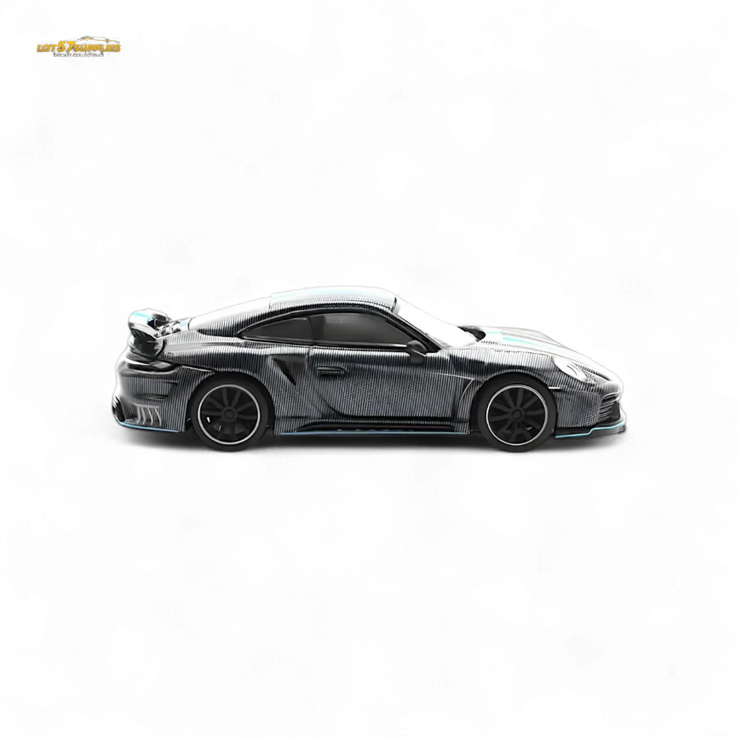 PopRace Porsche 992 Stinger GTR Carbon Edition - Carbon Grey Blue Line 1:64 - ToylandEU