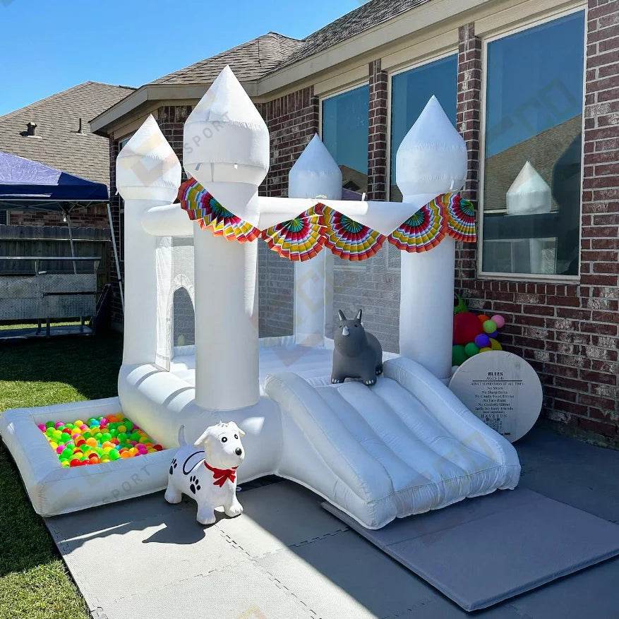 Popular Inflatable 3 in 1 Jumping Slide Mini White Bounce House - ToylandEU