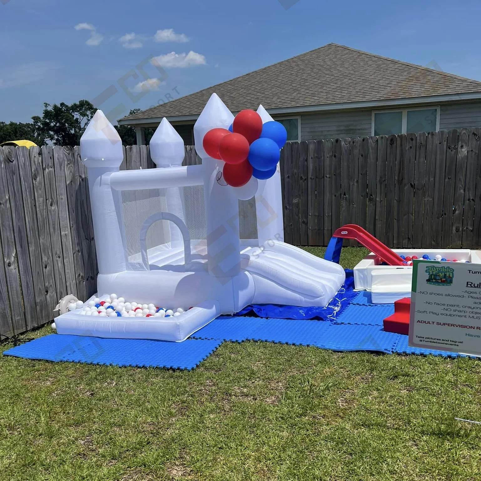 Popular Inflatable 3 in 1 Jumping Slide Mini White Bounce House - ToylandEU