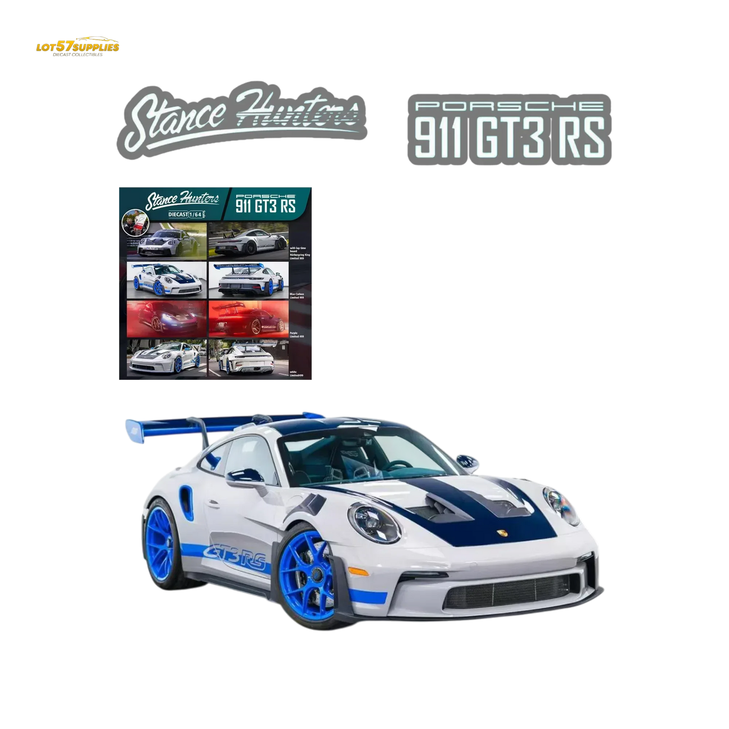 Porsche 911 GT3 RS Diecast Model Blue Carbon Edition - ToylandEU