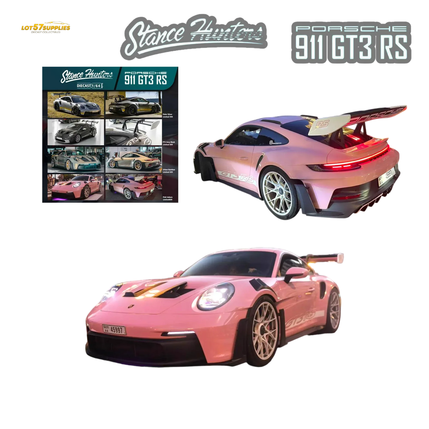 Porsche 911 GT3 RS Diecast Pink Sakura Preorder 1to64 - ToylandEU